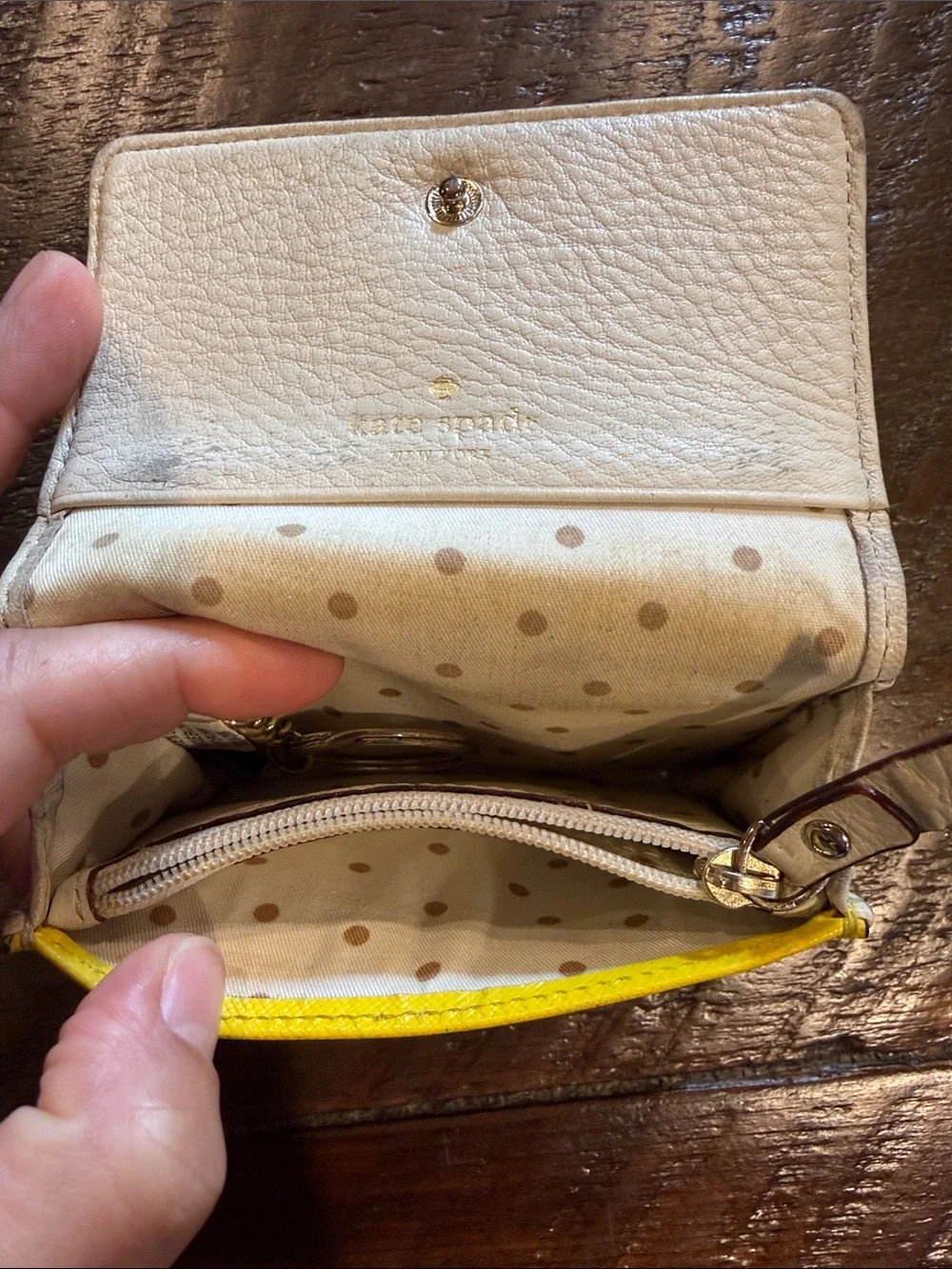kate spade Yellow Saffiano Leather Compact Card Holder